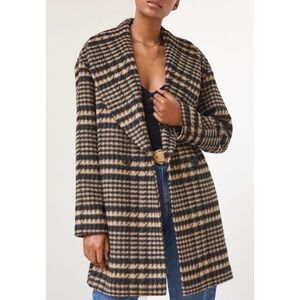 Avec Les Filles Brushed Faux Wool Plaid Oversized Houndstooth Coat Women’s Large
